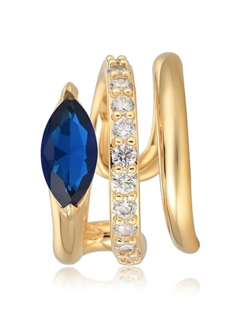 Gold Ear Cuff Earring for Women 14K Gold Plated Cubic Zirconia Non-Pierced Clip